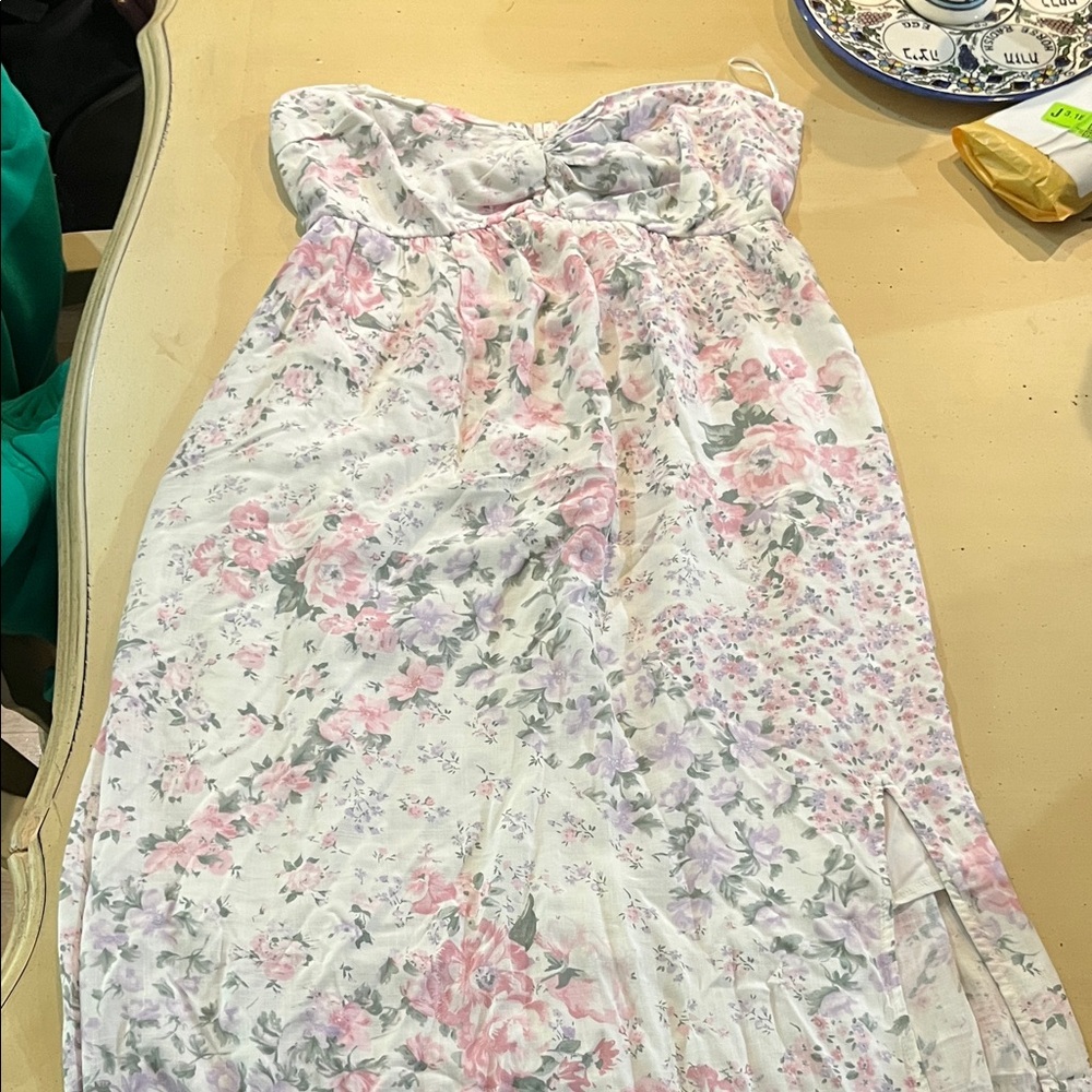 Hollister Pink and Green Floral Dress